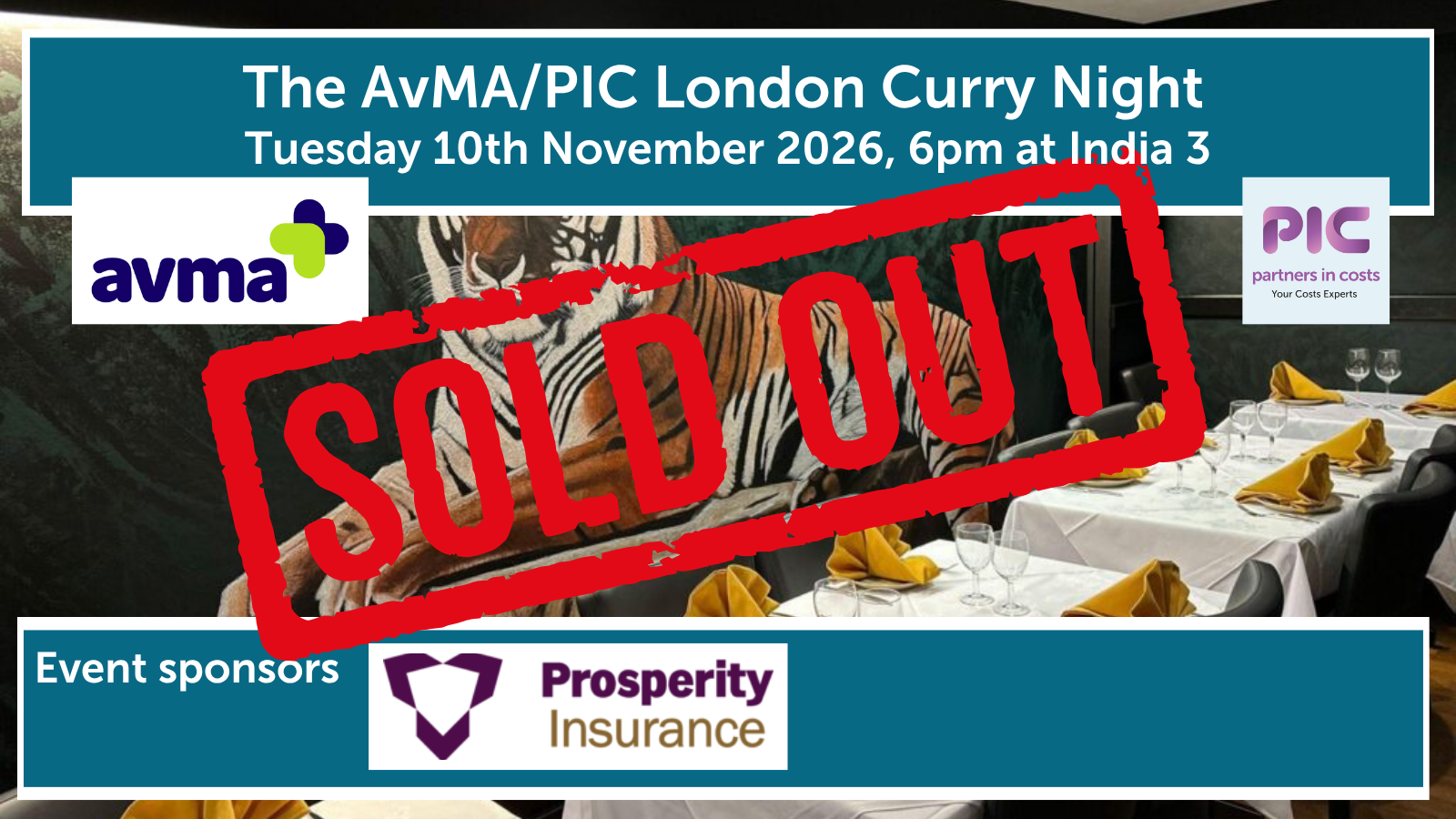 AvMA / PIC London Curry Night – Tuesday 10th November 2026