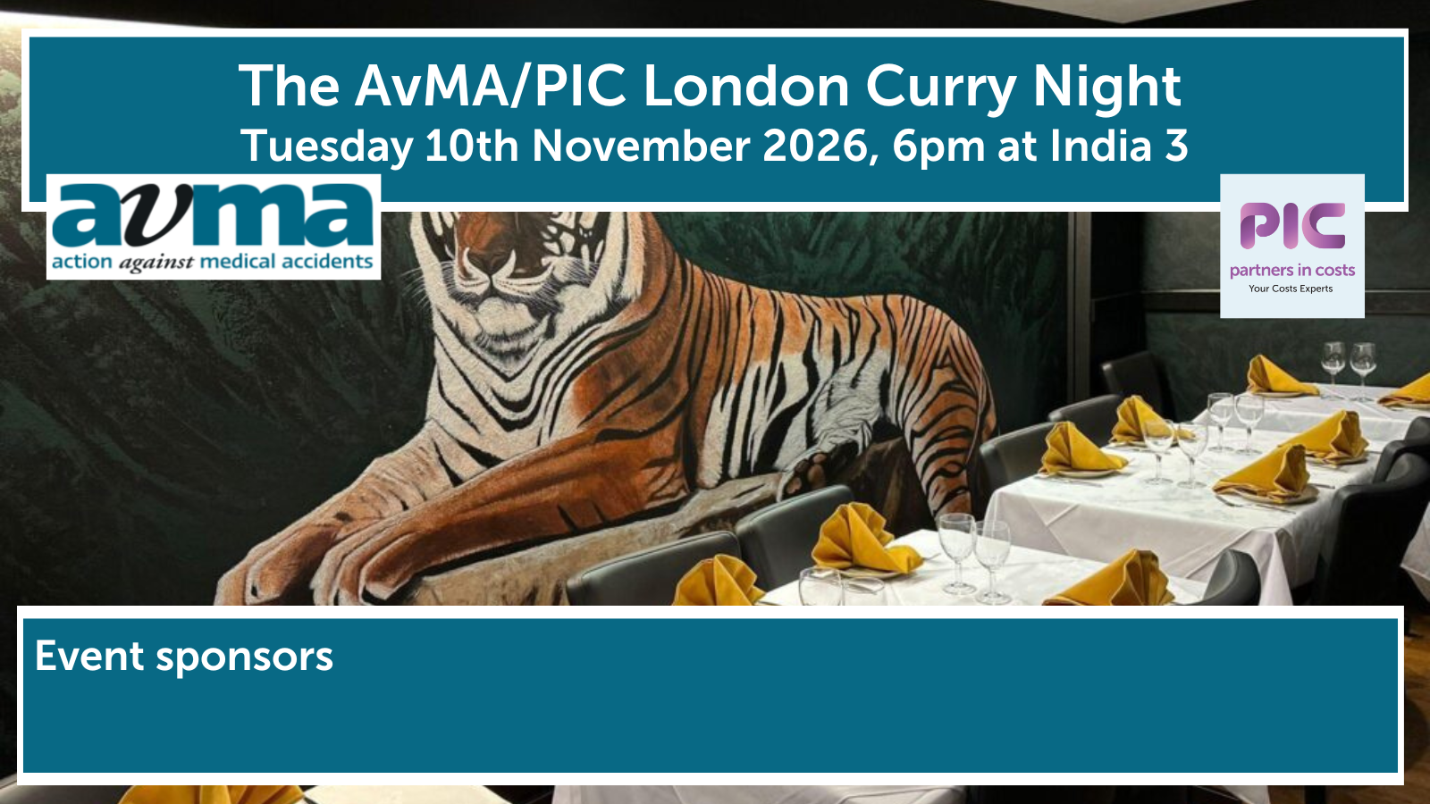 AvMA / PIC London Curry Night – Tuesday 10th November 2026