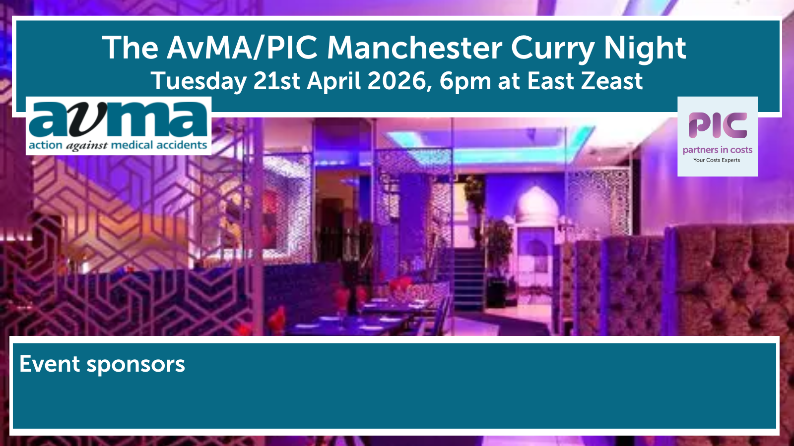 AvMA / PIC Manchester Curry Night – Tuesday 21st April
