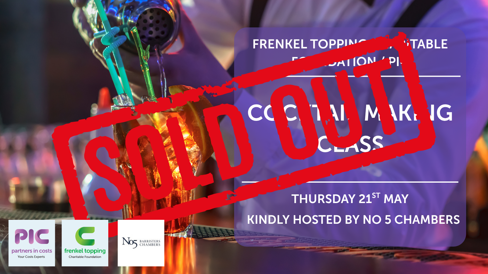 FTCF / PIC Cocktail Making Class Birmingham – Thursday 21st May