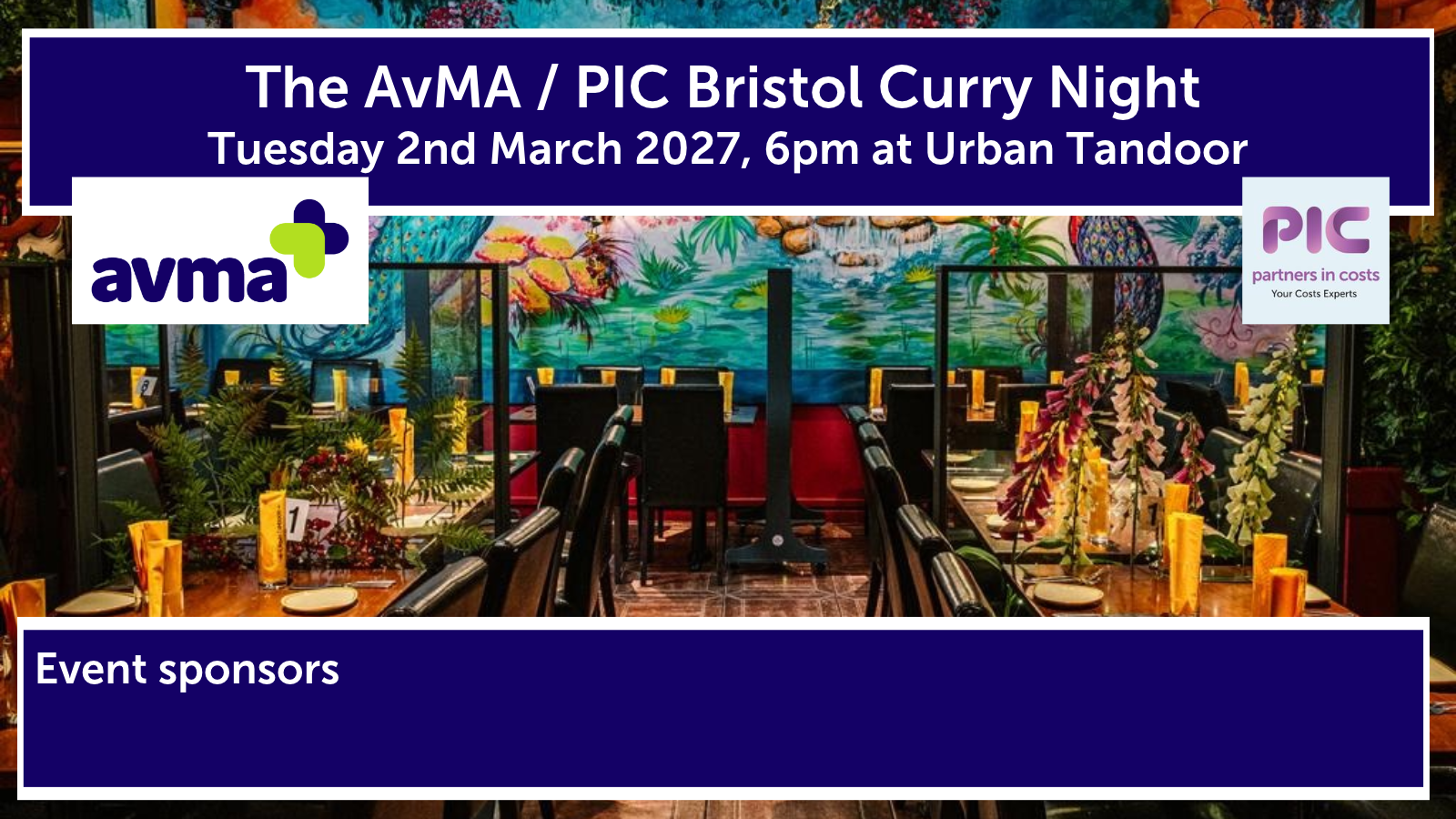 AvMA / PIC Bristol Curry Night – Tuesday 2nd March 2027