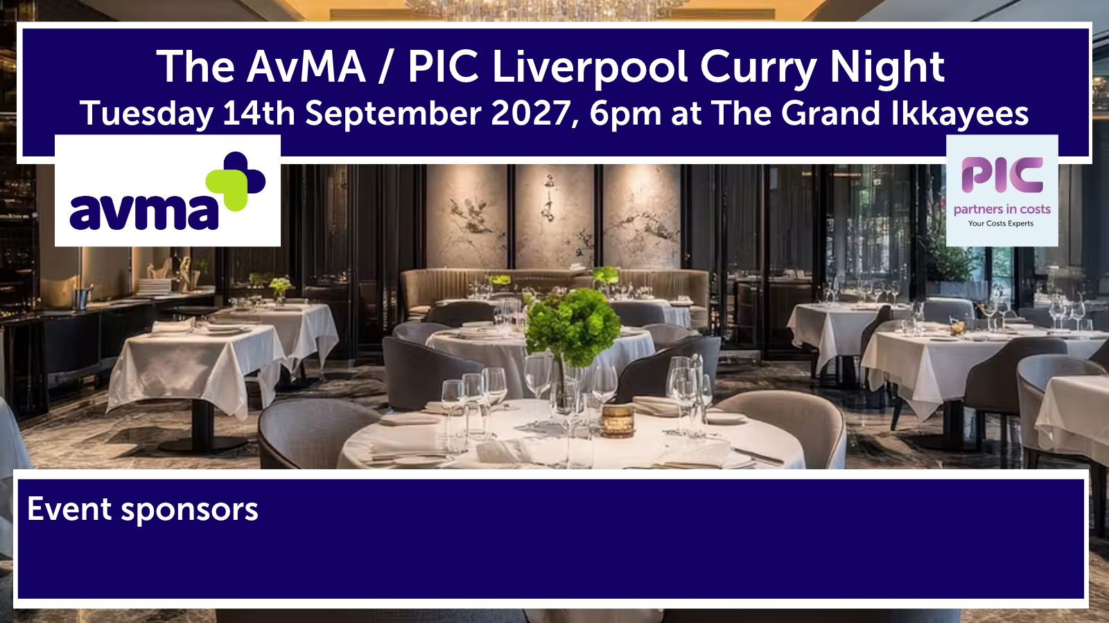 AvMA / PIC Liverpool Curry Night – Tuesday 14th September 2027
