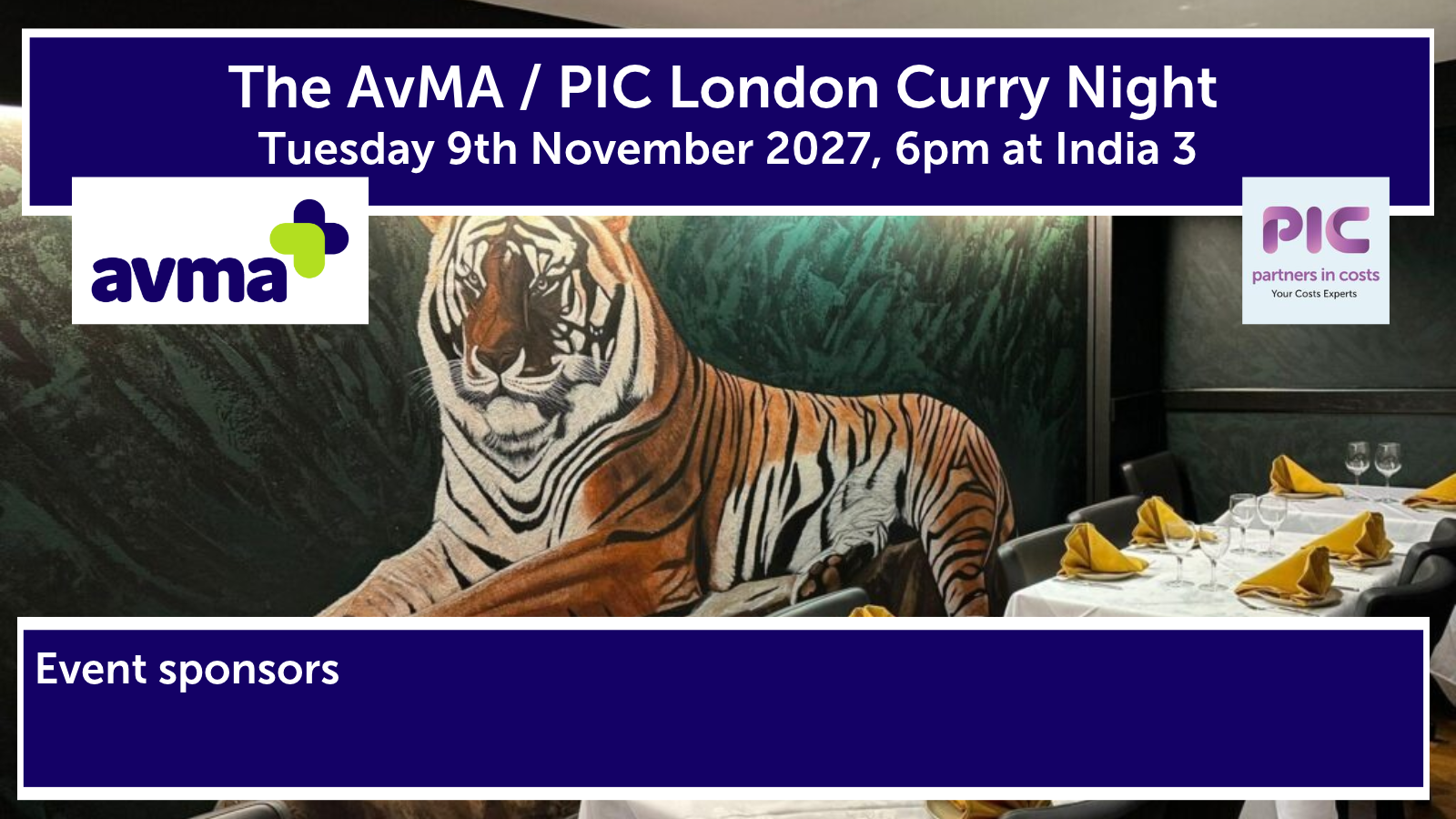 AvMA / PIC London Curry Night – Tuesday 9th November 2027